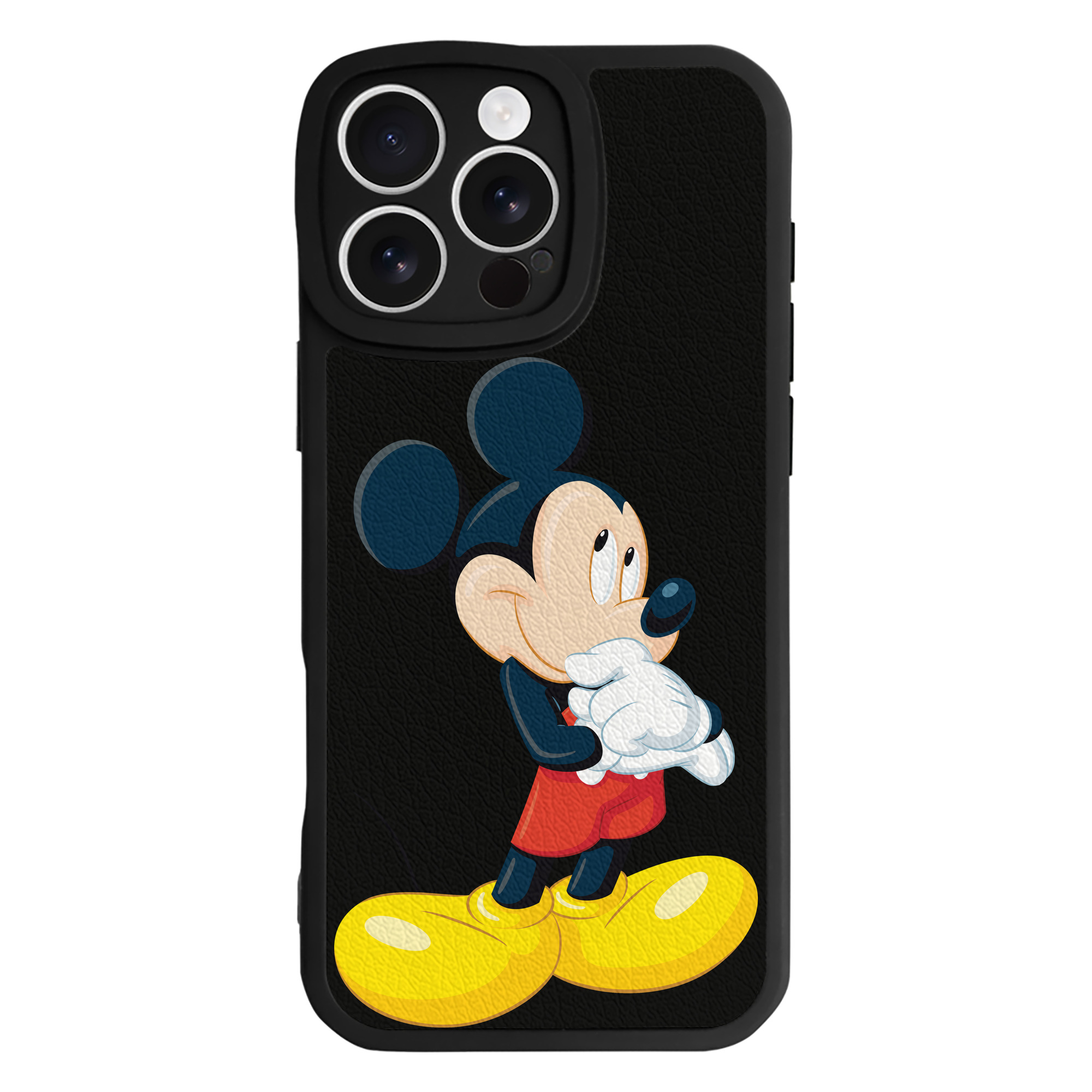 （画像用） ミッキーマウス Mickey Mouse 【iPhone 16シリーズ対応】シリコンスマホケース（レザー調） 材質：シリコン